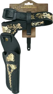 Produktbild von Schrödel 703 4111 - Ideal Westernland - Pistolengürtel 1 Holster (78cm, schwarz mit Goldprägung)
