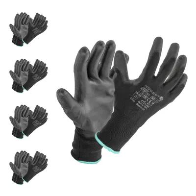 Produktbild von Högert Technik JAGST Handschuhe mit Polyurethanbeschichtung, schwarz, Größe 9, 12 Paar/Packung, abriebfest und flexibel, ideal für präzise Montagearbe