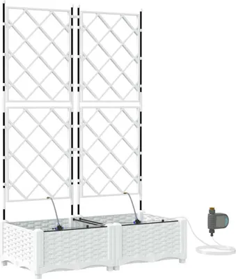 Zdjęcie produktu dla Doniczka ogrodowa vidaXL, 2 szt., biała, 80 x 40 x 126 cm, tworzywo sztuczne