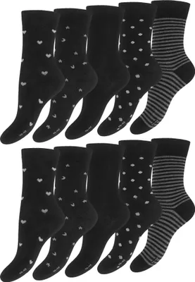 Produktbild von OCERA 10 Paar Damen Socken mit einfarbigem Muster - schwarz Gr. 35-38