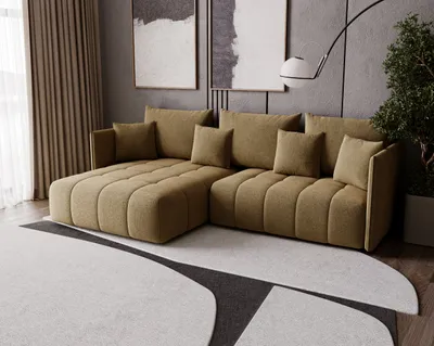 Produktbild von FURMEB24 - DON 245 x 180 cm  Sofa mit Schlaffunktion und  zwei Bettk€sten -  Ecksofa mit Kissen , Stoff Monoliht - Braun