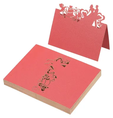 Platzkarten für Hochzeit, 50 Stück, lasergeschnitten, rot, 9x12 cm