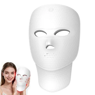 Produktbild von LED-Gesichtsmaske, 7 Lichtfarben, kabellos und wiederaufladbar, USB-C, einfache Anwendung ohne Gel, für zu Hause und auf Reisen