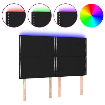 Obrázek produktu pro vidaXL LED čelo postele černé 144x5x118/128 cm Látka