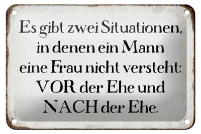 Produktbild von Blechschild Spruch 18x12cm Mann Frau vor nach der Ehe