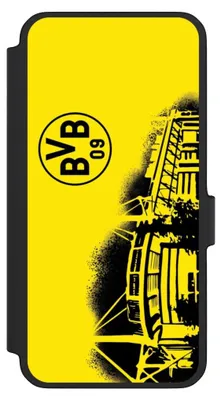 Produktbild von NIVOCASE Klapphülle für Samsung Galaxy A56 5G  Handyhülle aus Kunst Leder NIVOflip schwarz BVB Borussia Dortmund Stadion