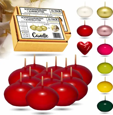 Obrázok produktu pre CANDLE HARMONY Plávajúce sviečky 12 ks Ø 40 mm s 2x okvetnými lístkami ruží ZDARMA | Sviatočné farby Plávajúca sviečka Domov Vianoce (červená)