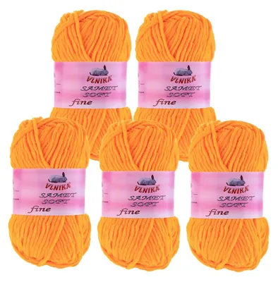 5 x 100g Strickgarn Samet Soft Fine neonorange