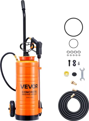 Produktbild von VEVOR Drucksprüher, Sprühgerät, Industrieller Betonsprüher mit Rolle, 13,2 L Edelstahlsprüher, Hochleistungs-Pumpsprüher, inkl. Schläuche, 2 Messingdüsen, ideal für Bau, Rasen und Garten