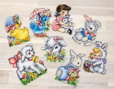 Productafbeelding van Letistitch Kruisstik "Paasornament Set van 8", telpatroon, ongeveer 11x8 cm
