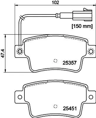 Produktbild von HELLA Bremsbeläge Satz Hinten Bremsklötze für FIAT PUNTO EVO (199) 8DB 355 019-801