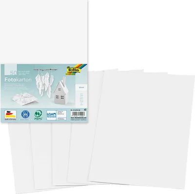 Produktbild von Folia 614/50 00, Weiß, A4 (210 x 297 mm), Einfarbig, 300 g/m², 50 Blätter, Deutschland