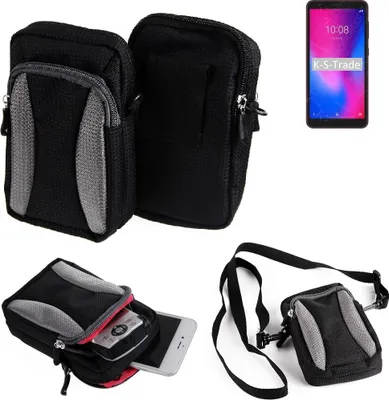 Produktbild von K-S-Trade Holster Schutz Hülle kompatibel mit ZTE Blade A3 2020 Handy Hülle Gürteltasche Umhängetasche mit Zusatzfach schwarz