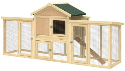 Obrázek produktu pro PawHut – dřevěný kurník 204 x 85 x 93 cm s hnízdní budkou a výběhem