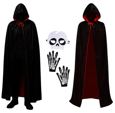 Produktbild von Kinder Vampir Umhang mit Kapuze, doppelseitig, Halloween Kostüm