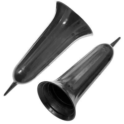 Produktbild von 2er Set Grabvase Kunststoff Schwarz 23 cm Grabschmuck Friedhofsvase mit Erdspieß Friedhof Blumenvase Grabdekoration Grab Vase Grabsteckvase