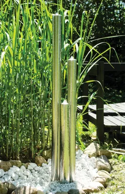 Obrázek produktu pro Köhko fontána 22007N z kartáčované nerezové oceli s LED osvětlením a TŘEMI sloupy různých výšek 116 cm