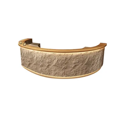 Produktbild von Empfangstheke, Kassentheke, Bartheke mit Rundbogen, Zementoptik, geeignet für Cafés, Restaurantkassen und Barbereiche 200x60x100cm【SDWW 200】