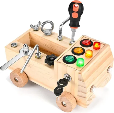 Productafbeelding van Montessori schroefbord | Montessori schroefbord speelgoed | Activiteitenbord | Motoriekbord | Houten speelgoed voor kinderen