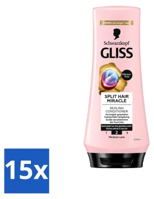 Productafbeelding van 15 x Gliss Hair Repair Herstellende Conditioner voor gespleten haren - 200 ml - Voordeelverpakking - 15 stuks