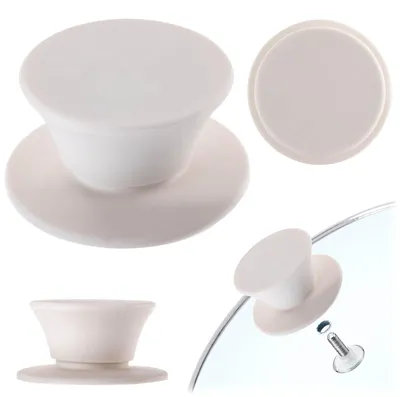 Produktbild von Silikonierter Griff, Knauf, Handgriff für Glasdeckel, hitzebeständig, universell, beige, KI-generiertes Bild