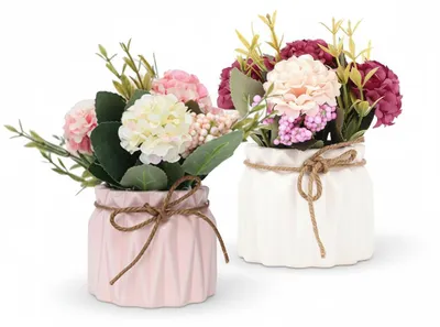 Imagen del producto de InAndOutdoorMatch - Flores artificiales - Hortensias - Blancas y rosas
