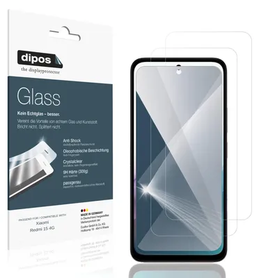 Produktbild von 2x Schutzfolie für Xiaomi Redmi 15 4G - Anti-Shock 9H Folie dipos Glass Kunststoffglas