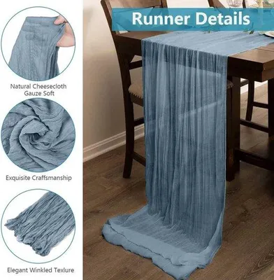 Produktbild von Grau-blauer Tischtuch 90x300cm Boho-Design für Feier