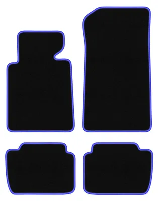 Produktbild von Velours-Fußmatten für BMW 3 E46 1998-2007 (Compact/Coupé/Limousine) – 4-tlg, Schwarz/Blau, passgenau – Wielganizator CARLUX