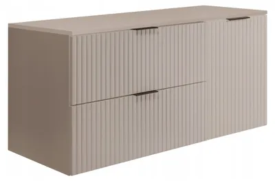 Zdjęcie produktu dla Szafka Łazienkowa Wisząca Kaszmir Szuflady Drzwi Flisan 120X46 Cm Z Blatem