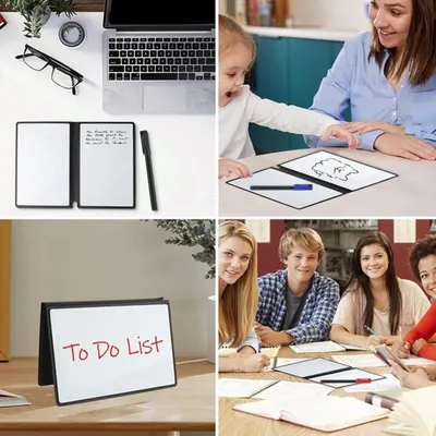 Tragbares Mini-Whiteboard A5 - Beidseitige Schreibtafel - 30 x 20 cm - 3 Marker - Abwischbares Tuch - Büro Schule Zuhause