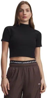 Image de T-shirt à col montant sans manches Under Armour UA RIVAL RIB pour femmes, taille LG