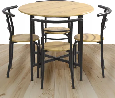 Zdjęcie produktu dla Zestaw Mebli Ergonomiczny 4 Krzesła Stół Do Kuchni Salonu Jadalni Lugo Dąb