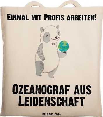 Produktbild von Mr. & Mrs. Panda Uni Tasche Ozeanograf Leidenschaft - Transparent - Geschenk, Meeresbiologe, dokumententasche, Tote Bag, Studium, Schultasche, Shopping, Lustig, Witzig