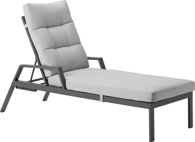 Produktbild von Dehner Gartenliege Formentera, Sonnenliege inkl. wasserabweisendem Polster, verstellbar, 66 x 97 x 188.5 cm (B/H/T), Sitzhöhe 42 cm, Aluminium / Polyester, dunkelgrau