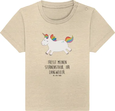 Produktbild von Mr. & Mrs. Panda  T-Shirt Einhorn Happy 0. - 6. Monat - Natural Raw - Geschenk, Fröhlich, Unicorn, Baby Oberteil, Baumwolle Shirt, Spannend, Babyshirt, Lebensfreude