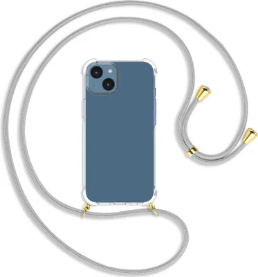 Produktbild von Handykette Backcover-Schutzhülle mit Band (Metall goldfarben) für Apple iPhone 14 (6.1'') - silbergrau