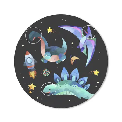 Produktbild von MuchoWow® Mauspad Mousepad Dinosaurier - Rakete - Kinder - Mädchen - Kinder - Kinder 20x20 cm - Mousepads - Maus Mat - Pad - Mausunterlage - Schreibtischmatte