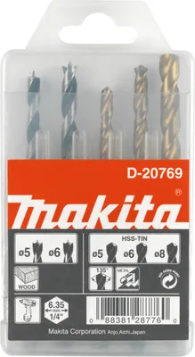 Immagine prodotto di Makita set di 5 punte per metallo/legno 1/4" metallo/legno - 5 pezzi - 1/4"