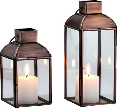 Produktbild von Marrakesch 2er Set Vintage Deko Windlicht Laterne 22cm und 16cm groß gold antik aus Metall & Glas | Teelichthalter als Tischdeko Deko | Kerzenhalter Nelios als Balkon Terrasse & Garten Aesthetic Deko