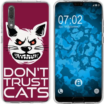 Produktbild von PhoneNatic Case kompatibel mit Huawei P20 Silikon-Hülle Crazy Animals Katze M1