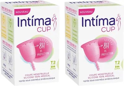 Imagen del producto de Taza menstrual Super T2, 2 unidades, ideal para flujos abundantes, 8 horas de protección