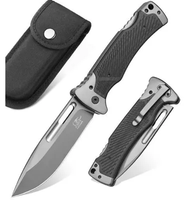 Image de Couteau pliant, lame en acier D2, 10,5 cm, manche en G10, mécanisme de verrouillage dorsal, idéal pour les activités de plein air et la survie