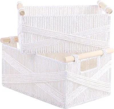 Obrázek produktu pro Pletené úložné boxy z makramé, bílé