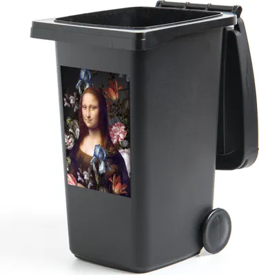 Produktbild von MuchoWow® Mülltonnenaufkleber Mona Lisa - Leonardo da Vinci - Blumen 40x60 cm - Mültonnen-sticker - Sticker - Aufkleber für die Mülltonne