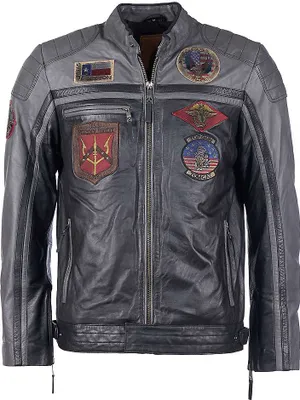 Produktbild von Top Gun Lederjacke TG 1005 Farbe: 4365 black/anthra Größe M/50