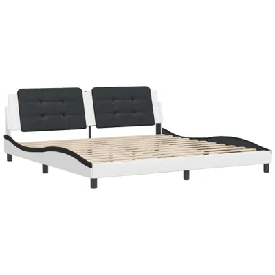 Produktbild von Bettgestell ohne Matratze "Zadar" Weiß und Schwarz 200x200 cm Kunstleder
