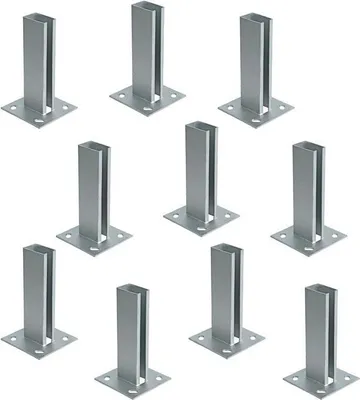 Produktbild von Pfostenträger Aufschraubhülse 10er Set 40x60 mm Doppelstabmatten Zaun Verzinkt