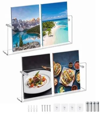 Zdjęcie produktu dla Stojak na gazety akrylowy ścienny 40 cm półki książki minimalistyczny