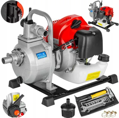 Produktbild von Benzin Wasserpumpe 1''  5,2 PS Gartenpumpe 2-Takt Motorpumpe Teichpumpe Pumpe